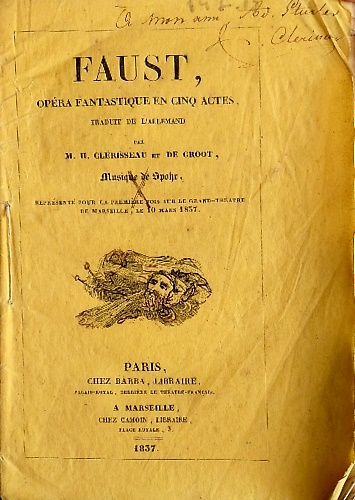 Faust opera fantastique en cinq actes.