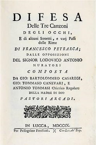 Difesa delle tre Canzoni degli occhi, e di alcuni sonetti, e varj passi delle Ri