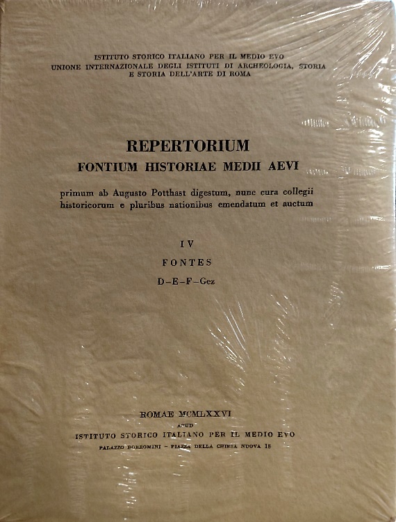 Repertorium fontium historiae medii aevi primum ab Augusto Potthast digestum,nun