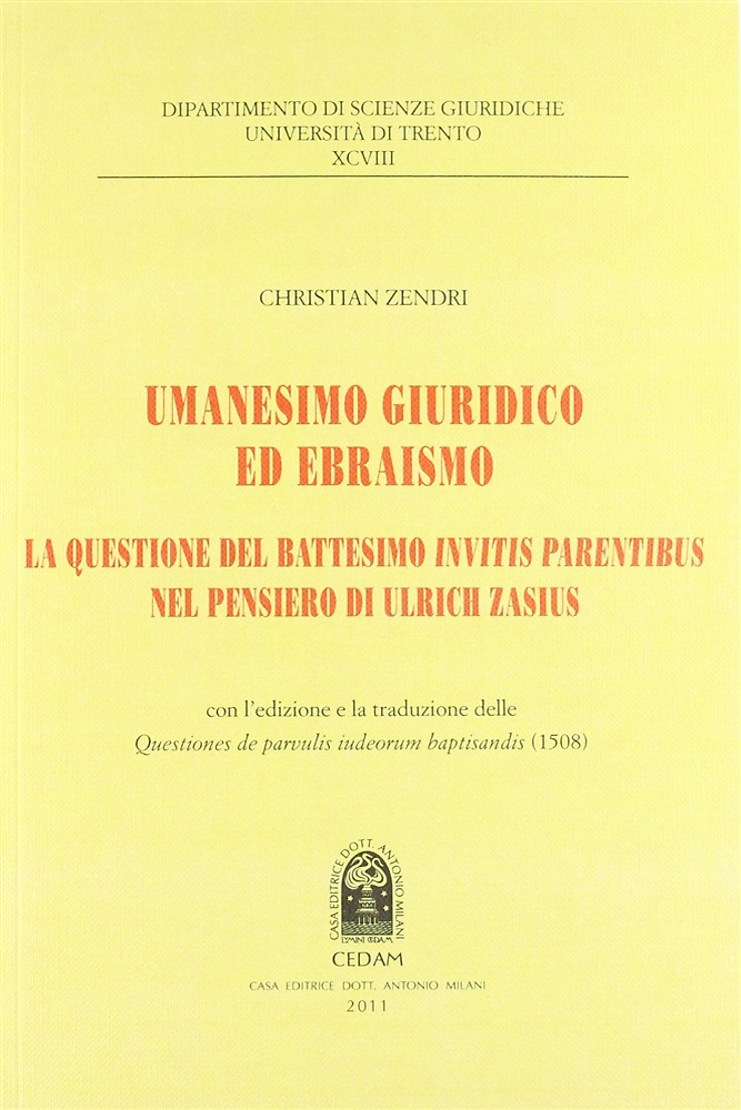9788813322779-Umanesimo giuridico ed ebraismo. La questione del battesimo invitis parentibus n