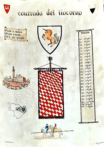 Palio di Siena.  Contrada del liocorno.