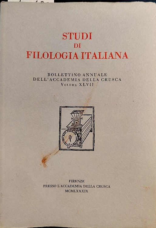 Studi di filologia italiana. Bollettino annuale dell'Accademia della Crusca. SFI