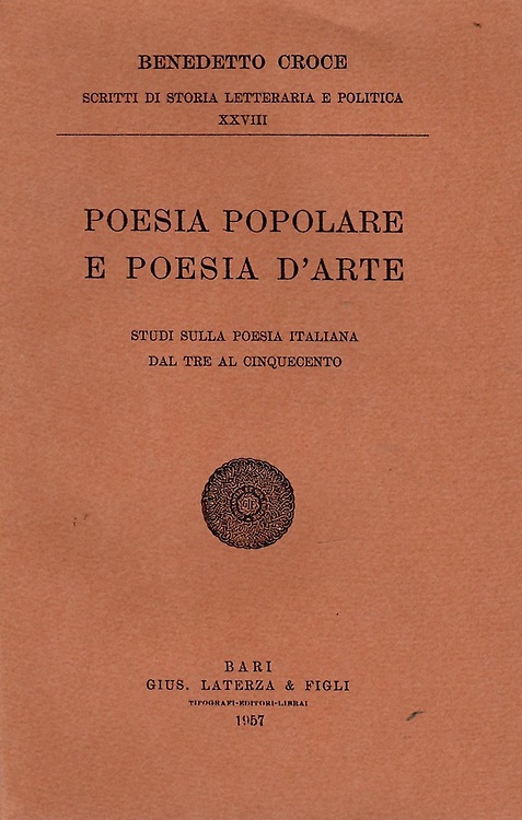 Poesia popolare e poesia d'arte. Studi sulla poesia italiana dal Tre al Cinquece