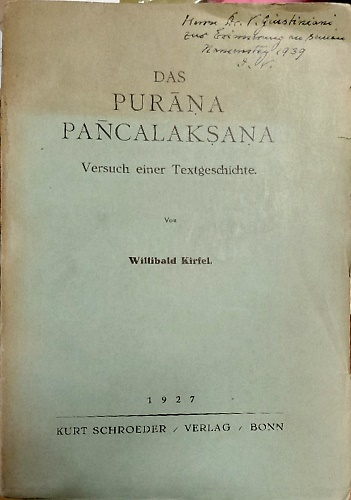 Das Purana Pancalaksana. Versuch einer Textgeschichte.