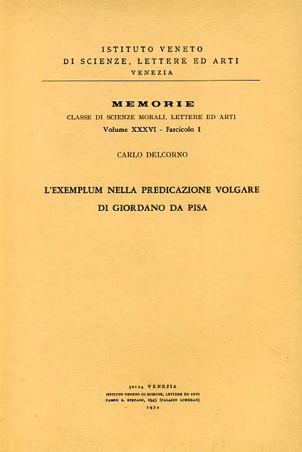 L'Exemplum nella predicazione volgare di Giordano da Pisa.