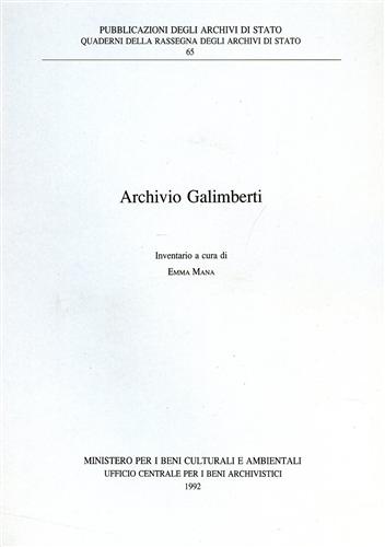 9788871250175-Archivio Galimberti. Inventario.