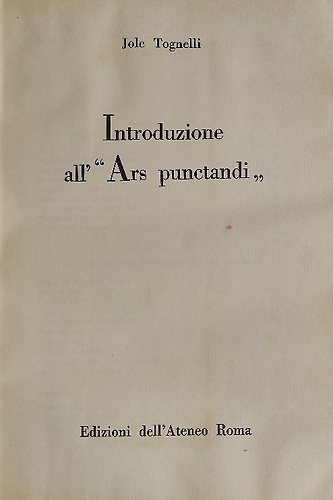 Introduzione all'Ars Punctandi.