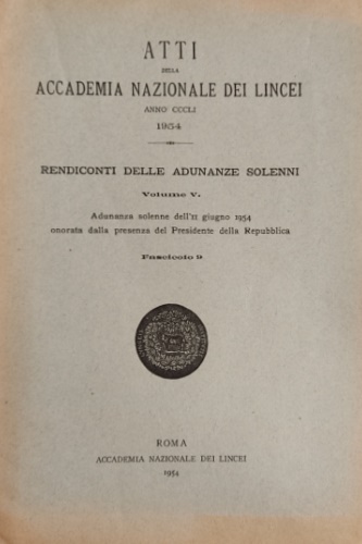 Rendiconti delle Adunanze Solenni. Volume V.