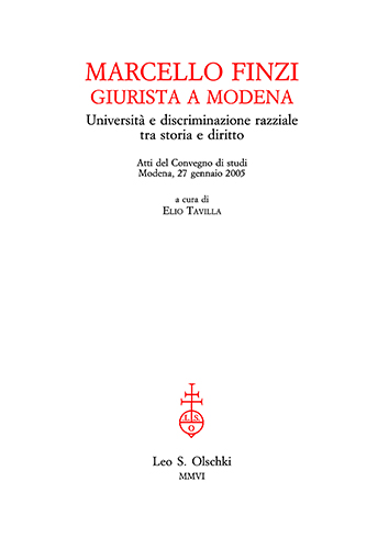 9788822255228-Marcello Finzi giurista a Modena. Università e discriminazione razziale tra stor