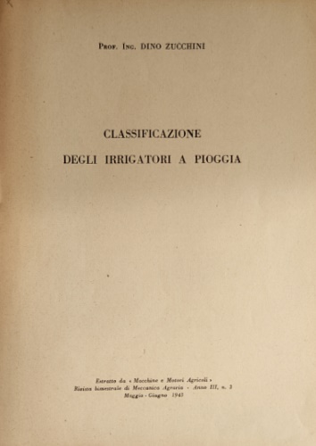 Classificazione degli irrigatori a pioggia.