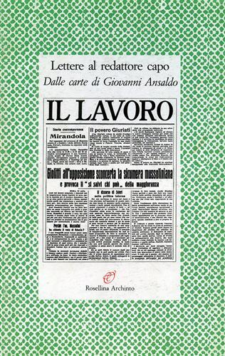 9788877681935-Lettere al redattore capo. Dalle carte di Giovanni Ansaldo.